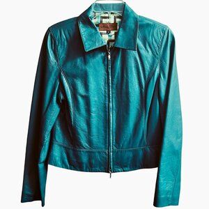 Nicola Berti | Vintage Y2K | Genuine Italian Leather | Teal Jacket | Size S